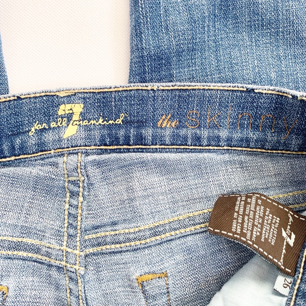7 For All Mankind Distressed Skinny Jeans Sz 26 - Picture 7 of 10
